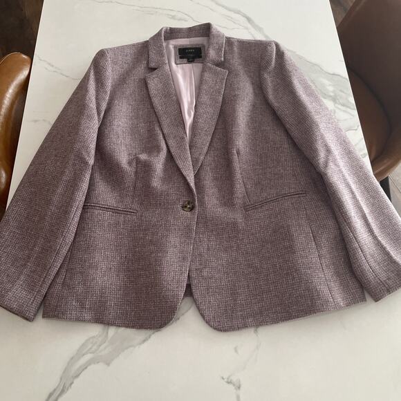 J Crew Parke Blazer Pink Gray Tan Plaid Check 100% Wool Jacket Womens Sz 22 NWT